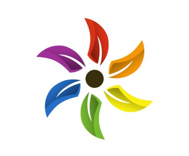 güzel renkli çiçek logo tasarım illüstrasyon siluet fikir kavramı