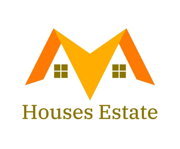 Orange Farbe Dach Von Wohnhaus Gebäude Bau Logo Idee Design — Stockvektor