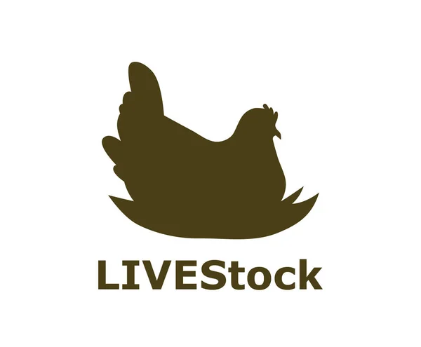 茶色の色でロゴ デザイン アイデア コンセプト農業農業の鶏家畜シルエット — ストックベクタ
