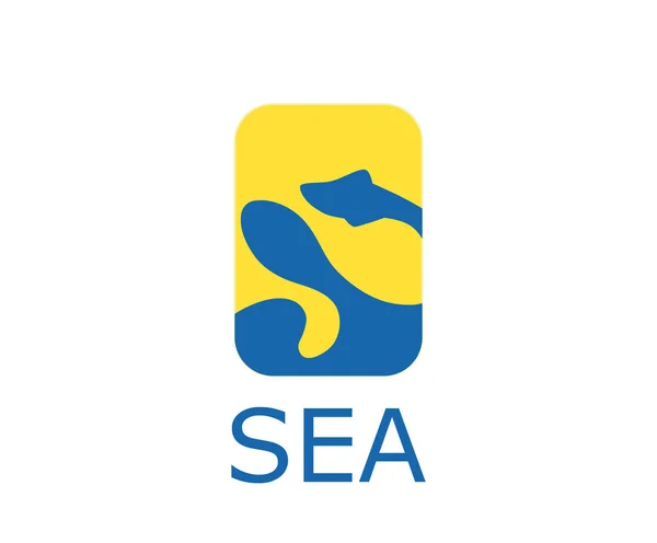 Blue Ocean Wave Water Logo Design Illustration — Stock Vector