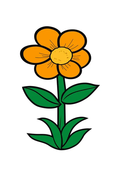 Abeja Flor Amarilla Con Ilustración Estilo Dibujos Animados Para Niños — Vector de stock