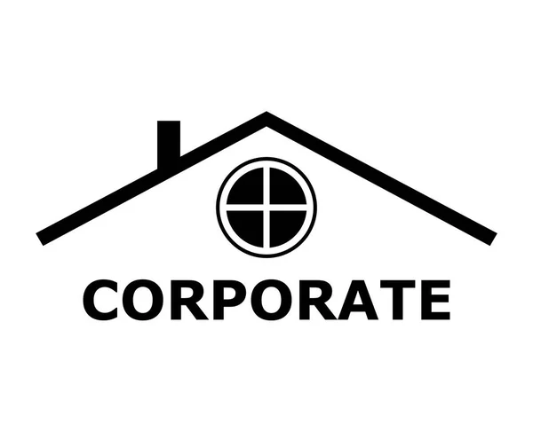 Black Color Roof House Building Construction Logo Idea Design Illustration — Stock Vector