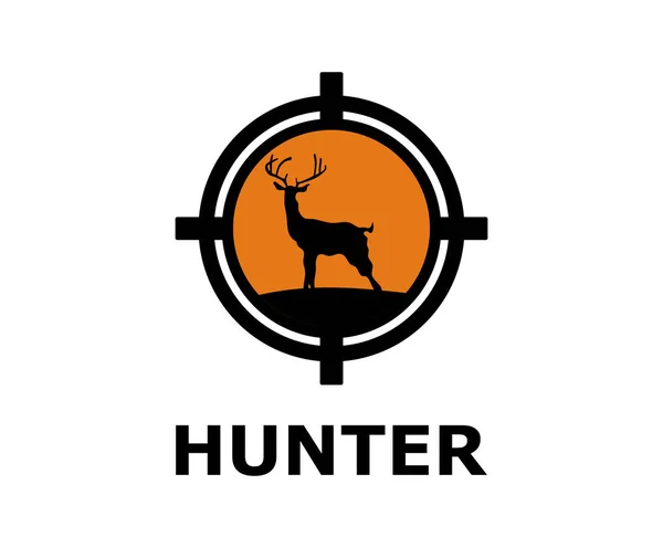 ターゲット動物瀬狩猟ハンターのロゴのアイデア コンセプト図設計のポイントします — ストックベクタ