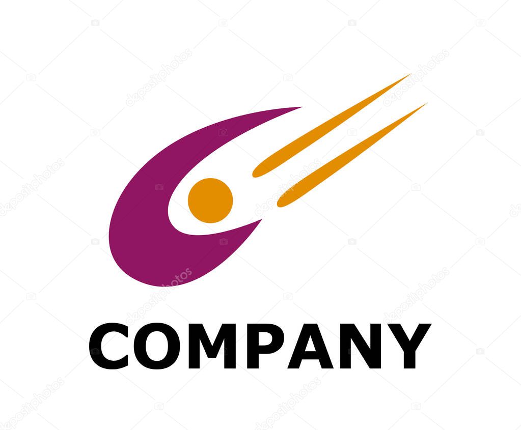 Shoot star or meteor purple color for media logo design idea illustration concept
