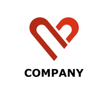 kırmızı renkli simge şekil aşk ya da kalp logo tasarım illüstrasyon fikir kavramı tıbbi iş için