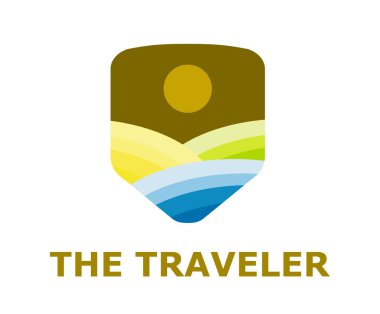 kalkan manzara kara deniz havana etiket veya etiket Corporate güneş ikonik tasarım rozet amblemi ile veya toplum Doğa kampı ile modern düz tasarım çizim stili