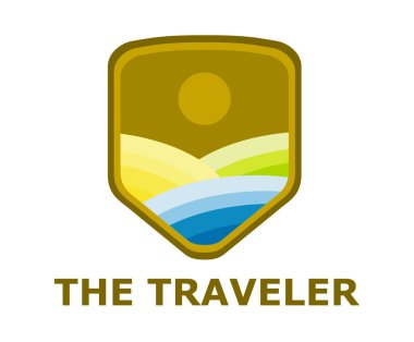 kalkan manzara kara deniz havana etiket veya etiket Corporate güneş ikonik tasarım rozet amblemi ile veya toplum Doğa kampı ile modern düz tasarım çizim stili