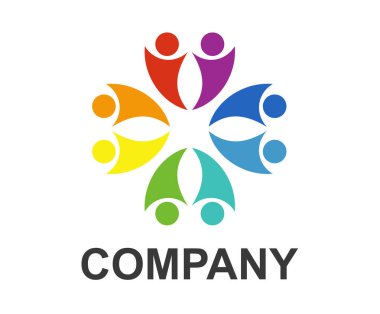 etkinlik eğlenceli grup çocuk veya insanlar soyut siluet logo tasarım illüstrasyon kavramı eğitim grubu veya toplum içinde açık ve park için