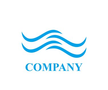 Deniz ya da okyanus su dalgası beach vektör logo tasarım fikir şablon illüstrasyon kavramı mavi havuzu spor su eğlence ihtiyacı için mavi renk ile
