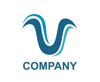 su renk mürekkep fırça satırından harf v alfabe şekil çizmek modern ikonik logo tasarlamak mavi renk ile