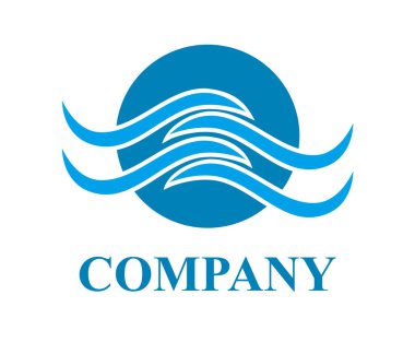 Deniz ya da okyanus su dalgası beach vektör logo tasarım fikir şablon illüstrasyon kavramı mavi havuzu spor su eğlence ihtiyacı için mavi renk ile