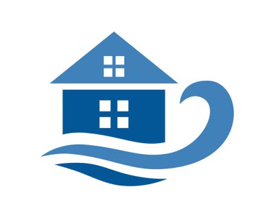 mavi renk logo tasarım fikir illüstrasyon plaj veya bay resort otel iş Şirket için