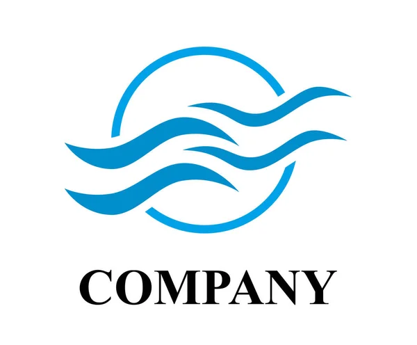 Blue Sea Ocean Water Wave Beach Vector Logo Design Idea — Vettoriale Stock