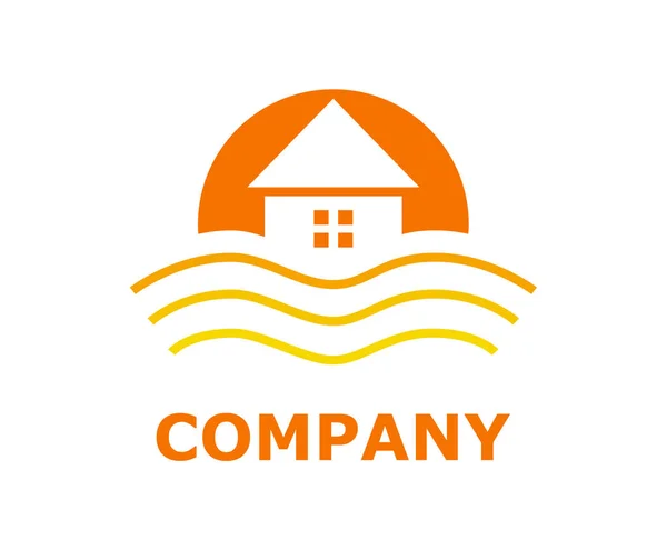 logo tasarım fikir illüstrasyon günbatımı gibi plaj veya bay şekil üzerinde resort otel iş firma için