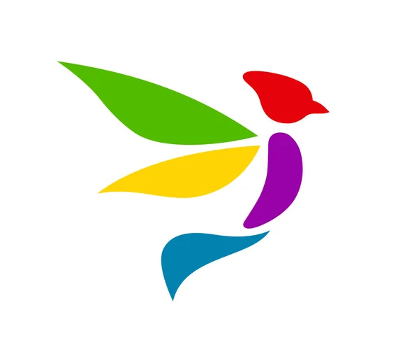 フライトや野生動物の会社鳥動物シルエット フラットなデザイン スタイルのイラストのカラフルな色のロゴ — ストックベクタ