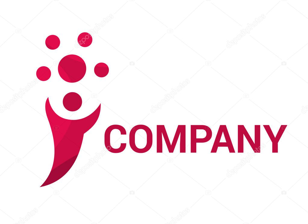 Children or people abstract silhouette logo design illustration concept for education healthy charity group or community in outdoor and park for fun activity under circle sun
