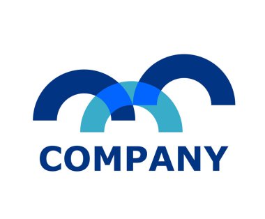mavi renk tek renkli soyut yarım daire logo tasarım illüstrasyon kavramı şablonu