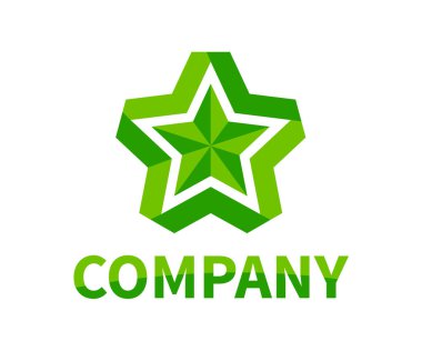 parlak yeşil renkli şerit logo tasarım fikir kavramı Gösterim amacıyla modern şirket kavramı üzerinden yıldız şekli