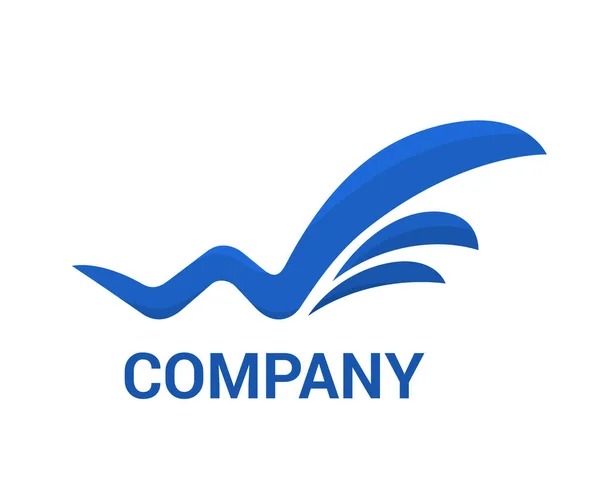Blu Colore Oceano Onda Sulla Spiaggia Tipo Lettera Logo Design — Vettoriale Stock