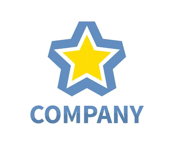 Forma Stella Shinny Colore Blu Nastro Logo Design Idea Concetto — Vettoriale Stock