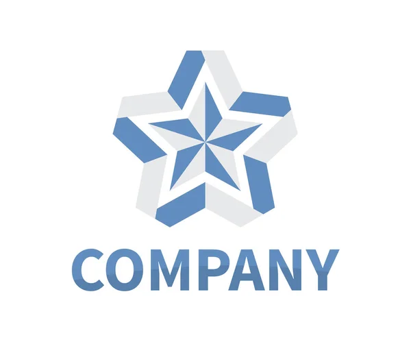 Parlak Yıldız Şekli Mavi Gri Renkli Şerit Logo Tasarım Fikir — Stok Vektör