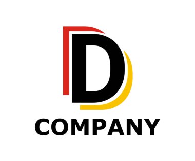 kırmızı ve altın renk logo simge çift çizgi neon ışık türü gibi harf d ilk iş logo tasarım fikir illüstrasyon şekli modern premium şirket için