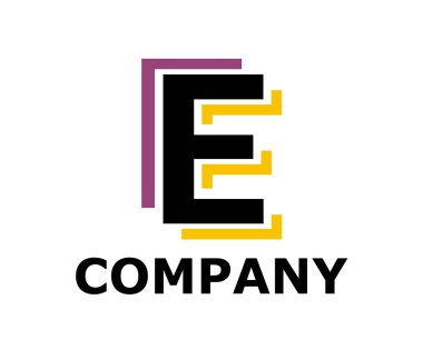 altın ve mor renk logo simge çift çizgi neon ışık tür mektup e ilk iş logo tasarım fikir illüstrasyon şeklini modern premium şirket için gibi