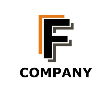 turuncu ve koyu gri renk logo simge çift çizgi neon ışık gibi yazın harf f ilk iş logo tasarım fikir illüstrasyon şekli modern premium şirket için