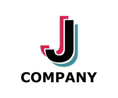 mavi ve pembe renk logo simge çift hattı gibi neon ışık türü harf j ilk iş logo tasarım fikir illüstrasyon şekli modern premium şirket için