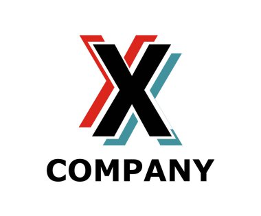 neon ışık türü mektup ilk iş logo tasarım fikir illüstrasyon şekli modern premium şirket için x gibi pembe ve açık mavi renk logo simge çift çizgi