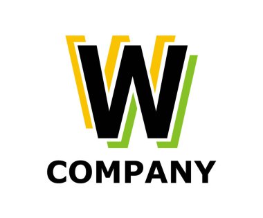 neon ışık türü gibi altın ve yeşil limon renk logo simge çift çizgi harfi w ilk iş logo tasarım fikir illüstrasyon şekli modern premium şirket için