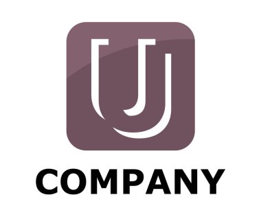 açık mor renk logo sembol anahat satırı alfabesi ile kare kutu tür harf u ilk iş logo tasarım fikir illüstrasyon şeklini modern premium şirket için