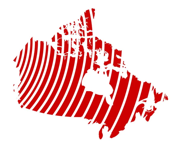 Color Rojo Canada Mapa Con Curva Línea Textura Vector Ilustración — Vector de stock