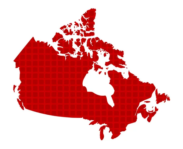 Mapa Kanady Červené Barvy Čtvercové Pole Textur Vektorové Ilustrace Topografie — Stockový vektor