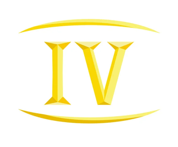罗马数字4类型四在字母表字母标志标记标志标志设计插图为日历数字或任何计数徽章军事金属徽章以金子颜色 — 图库矢量图片