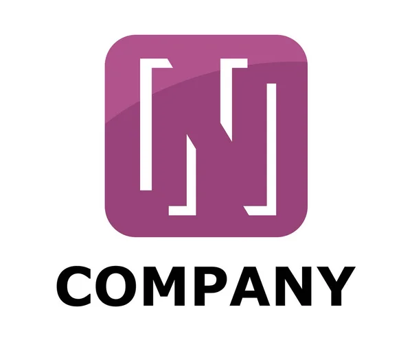 Фиолетовый Цвет Символа Логотипа Очертания Линии Алфавита Квадратном Поле Типа — стоковый вектор