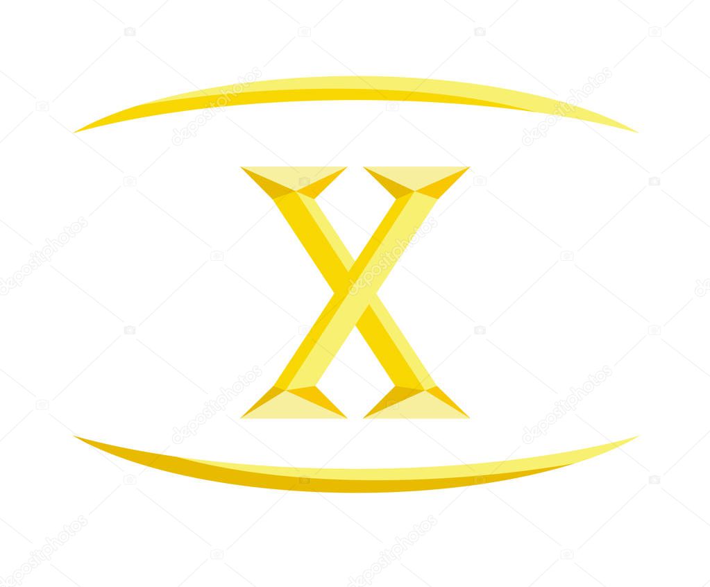 Roman numerical number 10 type ten in alphabet letter logo mark iconic design illustration for calender number or any count in badge military metal emblem with gold color
