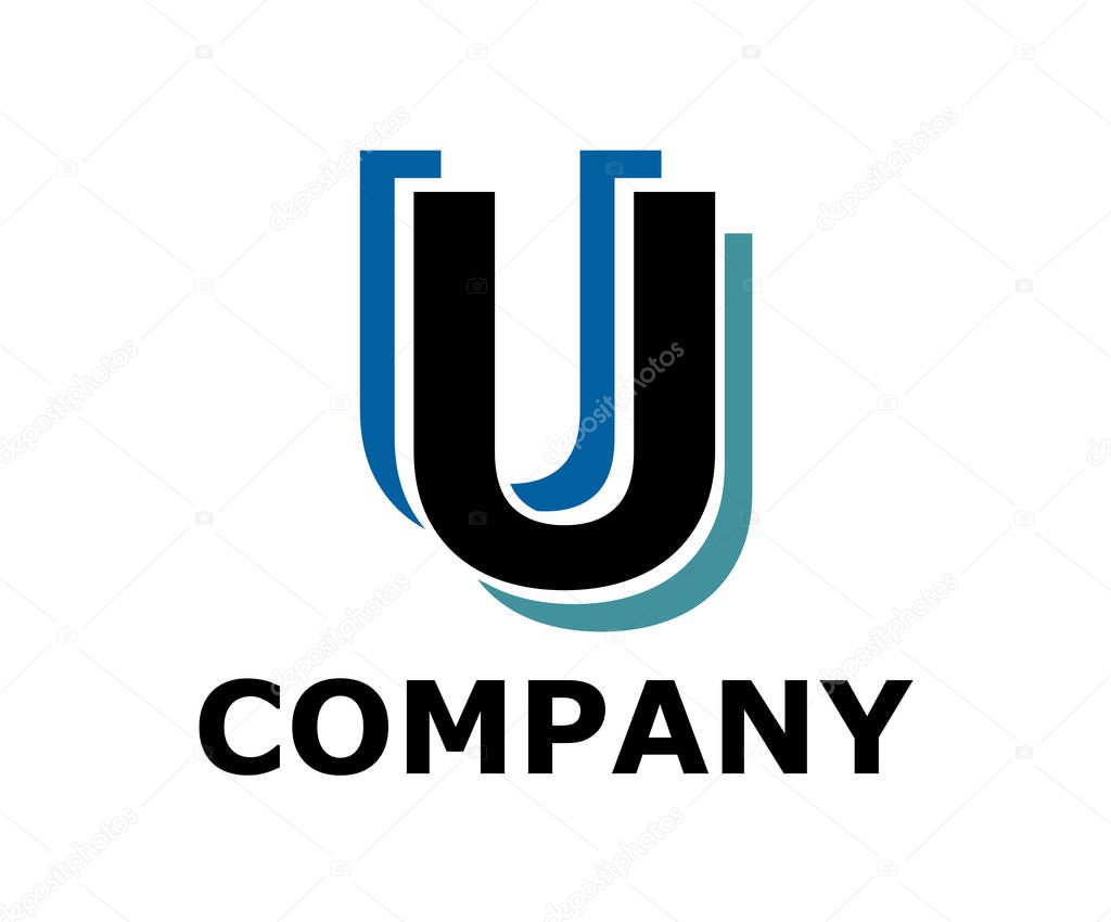 ocean blue and sky blue color logo symbol double line like neon light type letter u initial business logo design idea illustration shape for modern premium corporate