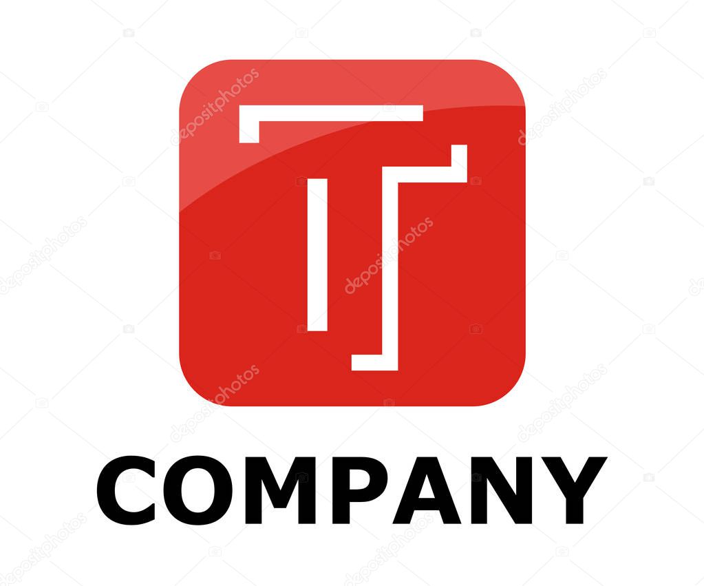 Red color logo symbol outline line alphabet in square box type letter t initial business logo design idea illustration shape for modern premium corporate