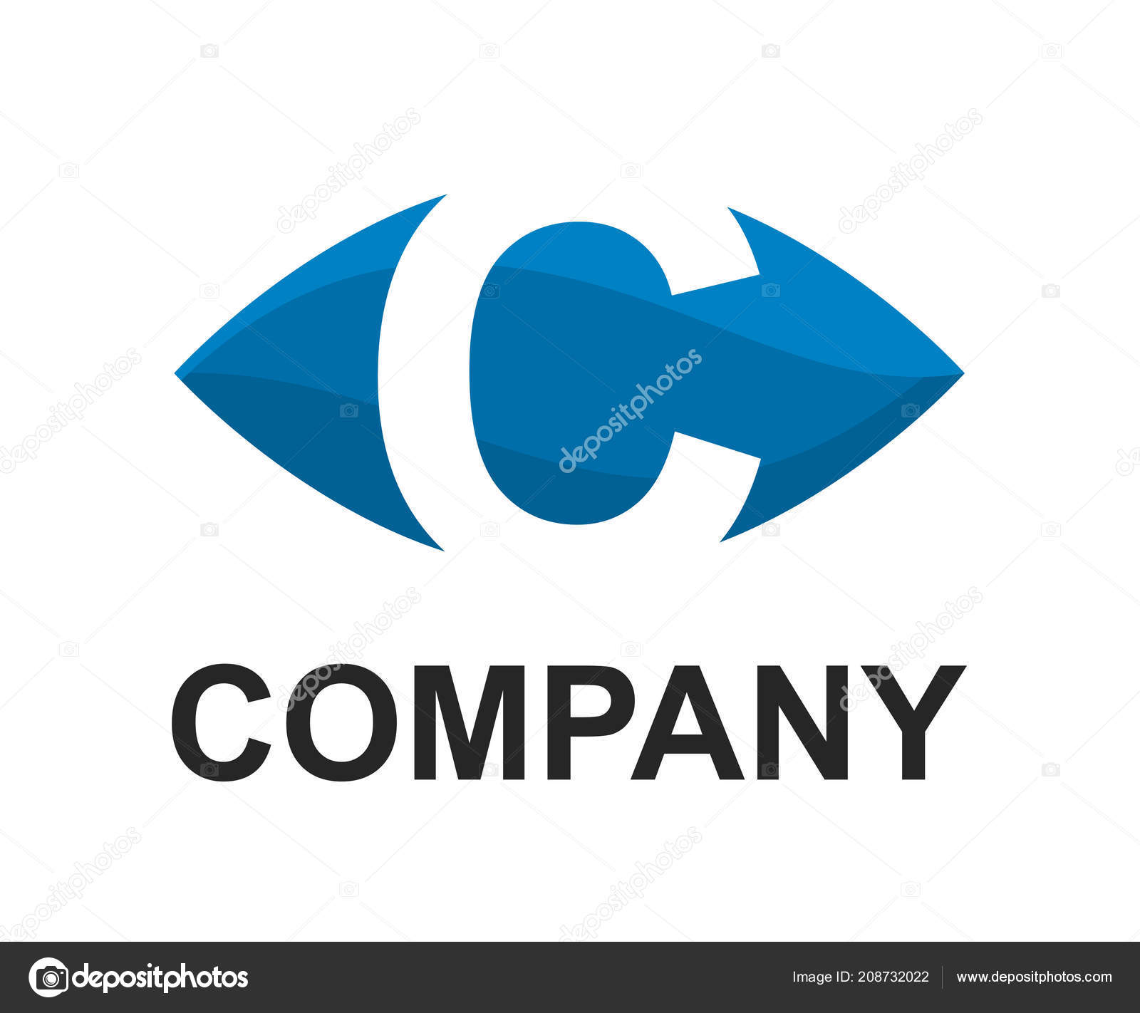 Alfabeto Color Azul Logo Símbolo Oval Como Ojo Tipo Letra