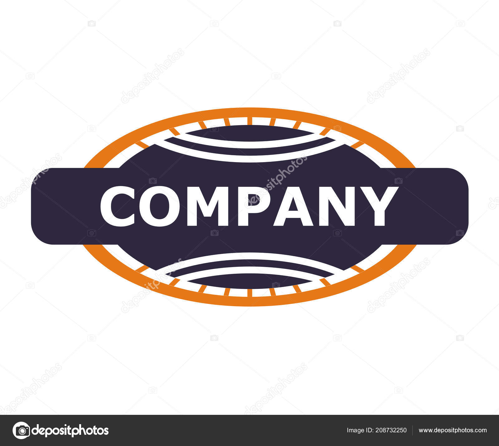 Purple Orange Color Oval World Stamp Logo Design Illustration