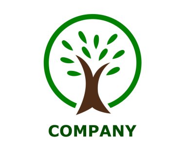 Ağaç Logo daire şekli tasarım vektör şablonu. Organik doğal bitki bahçe Park logo kavramı simgesi