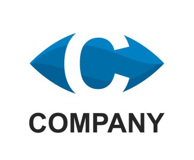 mavi renk logo sembol alfabesi ile oval gibi göz tür harf c ilk iş logo tasarım fikir illüstrasyon şeklini modern premium şirket için