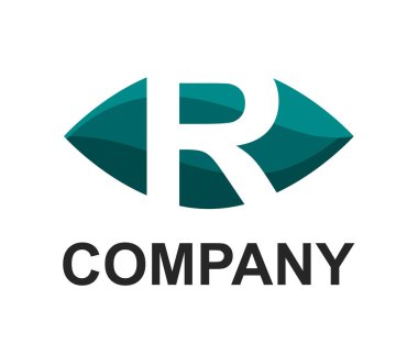 mavi tuques logo sembol alfabesi ile oval gibi göz tür harf r ilk iş logo tasarım fikir illüstrasyon şeklini modern premium şirket için renk