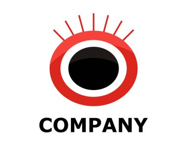 arka plan üzerinde izole kırmızı ve siyah renk yörünge kutsal kişilerin resmi. Trendy basit göz vektör simgesi. Oval logosu illüstrasyon. fikir kavramı. arka planda ile ışık parlaklık