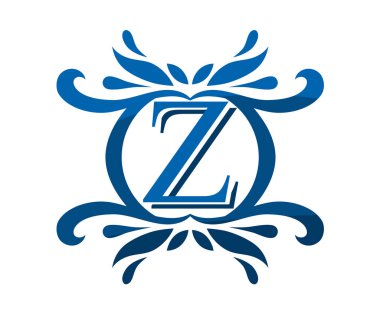 mavi renk güzel Lüks Klasik vintage girdap veya mektup z yazın çiçek sınır logo tasarım şablonu üzerine iş şirketin ilk adı ile