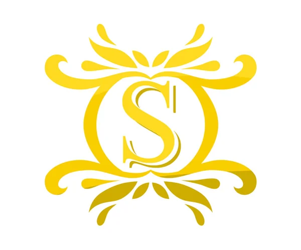 Goldfarbe Schönen Luxus Klassischen Vintage Wirbel Oder Floralen Rand Logo — Stockvektor