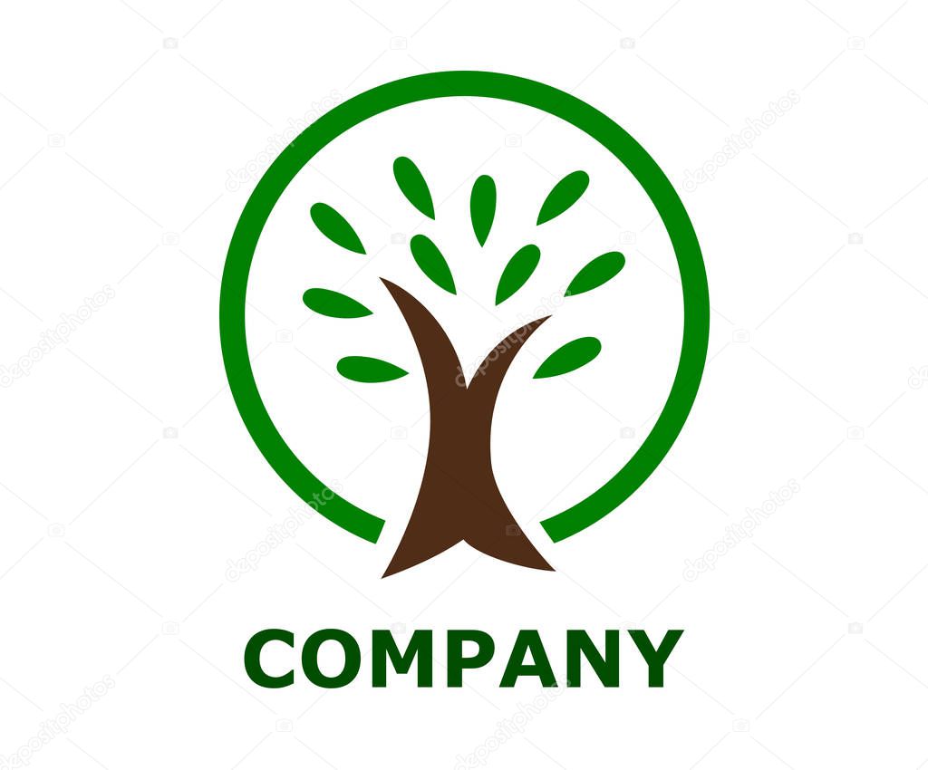 Tree Logo circle shape design vector template. Organic Natural Plant Garden Park Logotype concept icon
