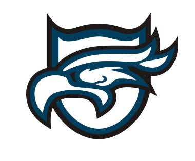 Beyaz renk kartal zeka çizgisi sanat siluet Dövme logo tasarlamak için spor takım need gibi gibi futbol, beyzbol, futbol, basketbol, hokey ile kalkan arka plan üzerinde şekil