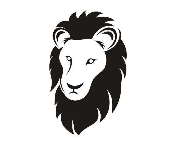 Μαύρο Χρώμα Λιοντάρι Κεφάλι Σιλουέτα Λογότυπο Σχεδιασμό Εικονογράφηση Γραμμή Στυλ — Διανυσματικό Αρχείο